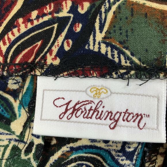 VTG Worthington Womens Skirt Size 12 Paisley Bohemian Pleated Maxi Elastic Waist - Picture 5 of 8